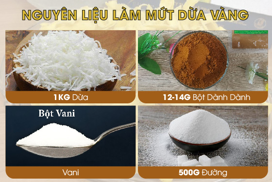 cách làm mứt dừa bột dành dành 